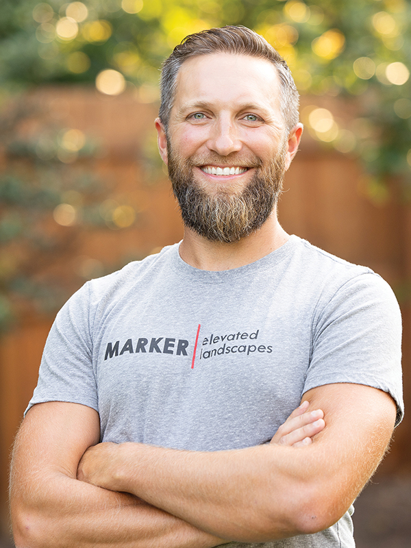 Joe Marker, founder of Marker Elevated Landscapes, on a residential landscape project near Malvern, PA