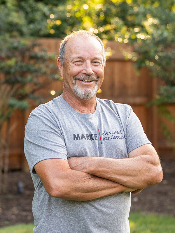 Steve Marker, landscape professional at Marker Elevated Landscapes, on a Main Line residential property
