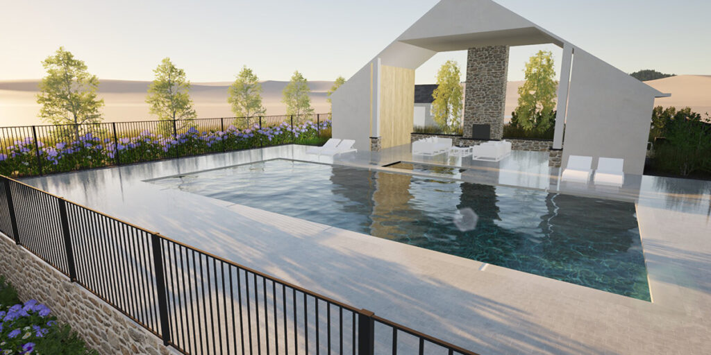 3D landscape design visualization used to evaluate scale, materials, and spatial flow